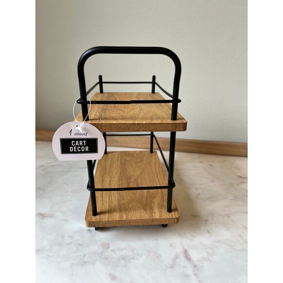 Target 2-Tier Mini Coffee Bar Cart w/ Wheels Kitchen Decor Tabletop 9" - New - Picture 4 of 8